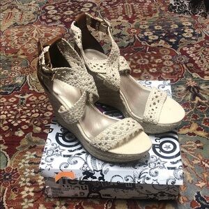 Brash Tan and Cream Wedge Sandals